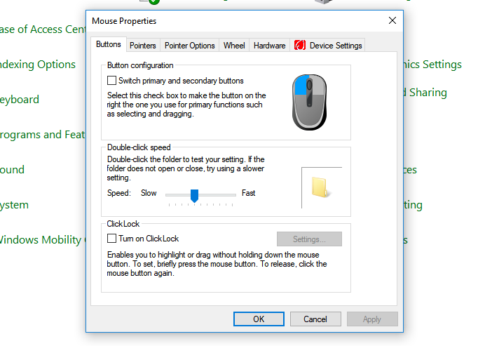 how to change mouse button functions windows 10