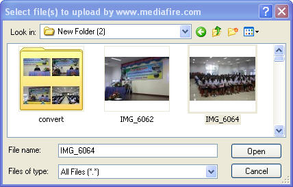 mediafire select file to upload
